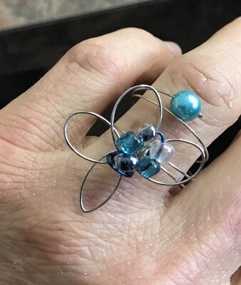 BAGUE FLEUR TURQUOISE