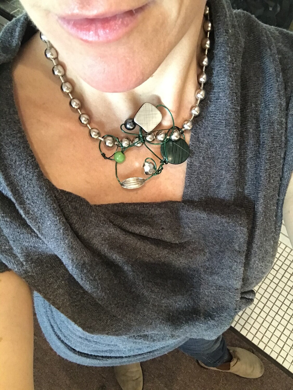 COLLIER VERT ARGENT