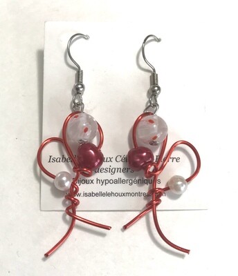 BOUCLES D’OREILLES PAPILLONS ROUGE