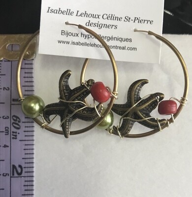 BOUCLES D’OREILLES ANNEAUX ÉTOILES DE MER