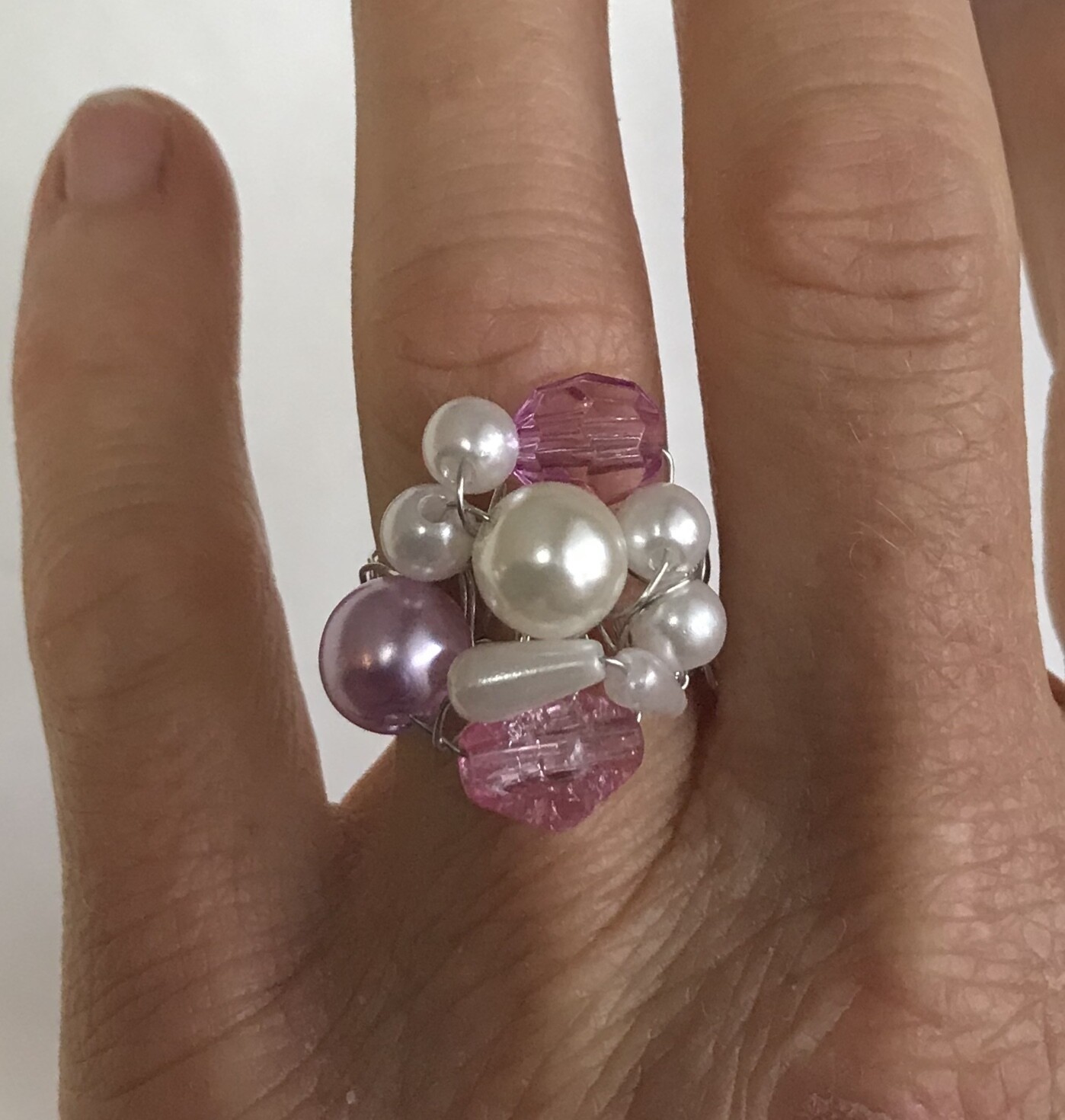 BAGUE PERLES ROSA