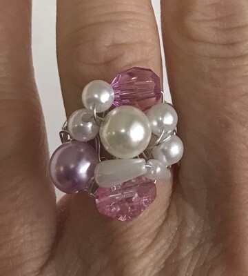 BAGUE PERLES ROSA