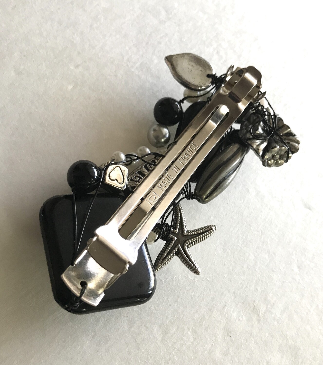 BARRETTE NOIR ET ARGENT