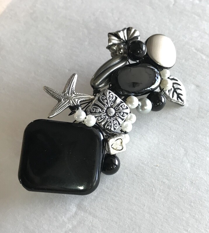 BARRETTE NOIR ET ARGENT