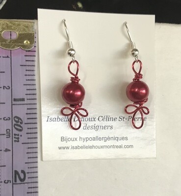 BOUCLES D’OREILLES PERLES FANTAISIE ROUGE