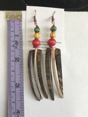 BOUCLES D’OREILLES BOIS TRICOLORE