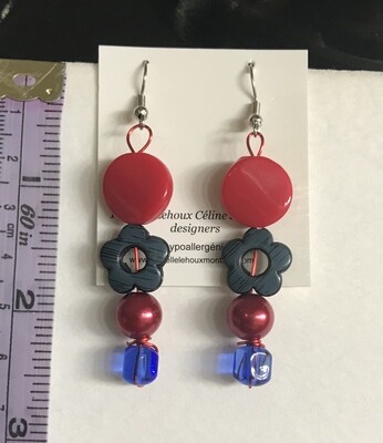 BOUCLES D’OREILLES MARINE EN FLEUR