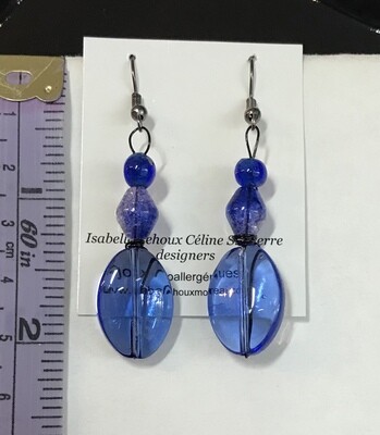 BOUCLES D’OREILLES VERRE BLEU