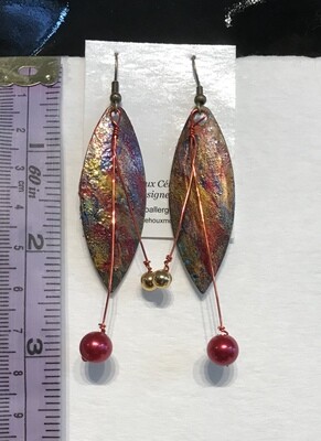 BOUCLES D’OREILLES PEINTES À LA MAIN SOLEIL ROUGE