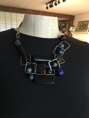 ENSEMBLE 2 BIJOUX BLEU GÉOMÉTRIE