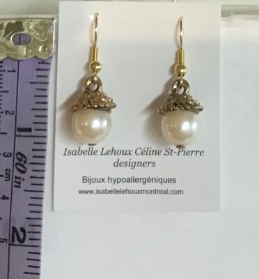 BOUCLES D’OREILLES IVOIRE DORÉES