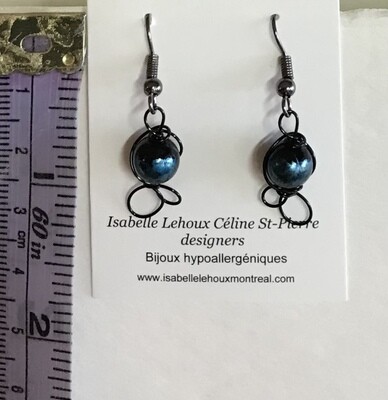 BOUCLES D’OREILLES FANTAISIE BLEU NOIR