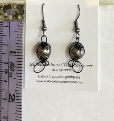 BOUCLES D’OREILLES FANTAISIE CHAMPAGNE NOIR