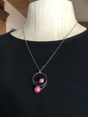 ENSEMBLE 2 BIJOUX DUO DE PERLES ROSE GOMME