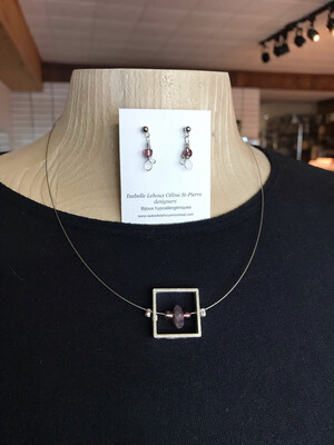 ENSEMBLE 2 BIJOUX CARRÉ DE RÊVE AMÉTHYSTE