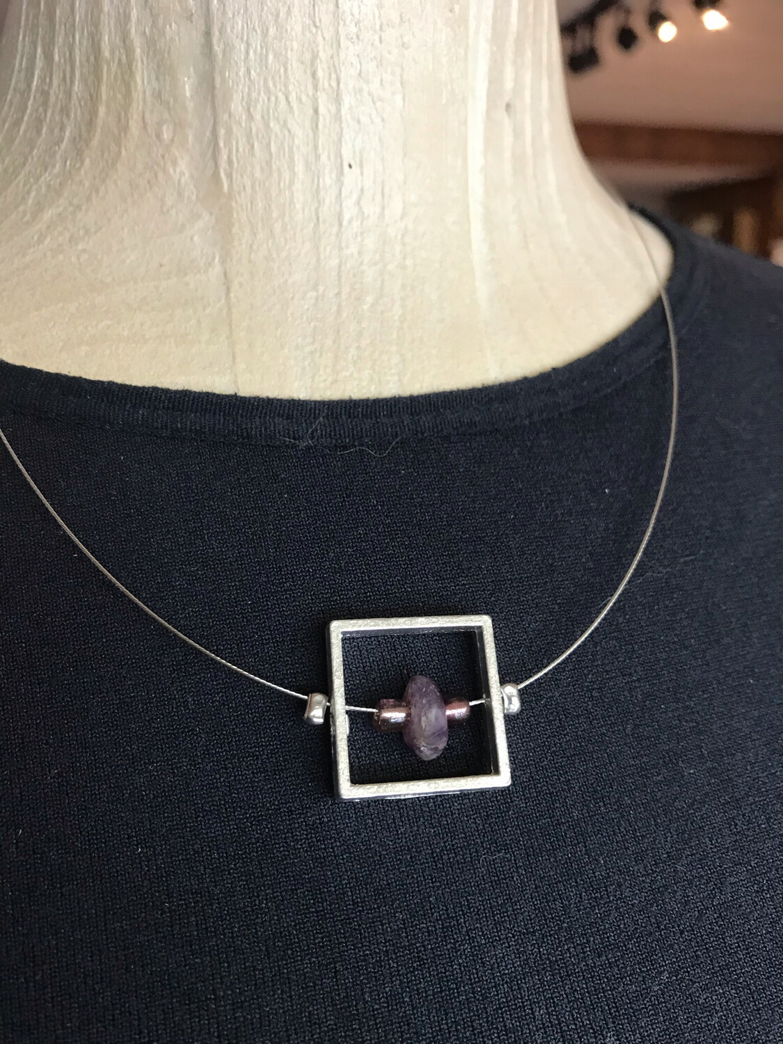 ENSEMBLE 2 BIJOUX CARRÉ DE RÊVE AMÉTHYSTE