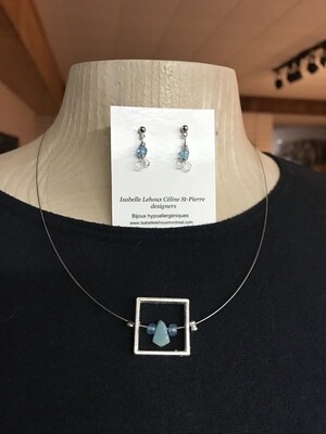 ENSEMBLE 2 BIJOUX CARRÉ DE RÊVE AMAZONITE