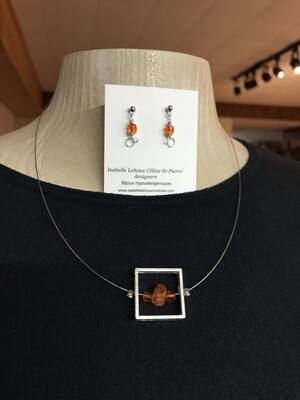 ENSEMBLE 2 BIJOUX CARRÉ DE RÊVE CORNALINE ENSEMBLE 2 BIJOUX CARRÉ DE RÊVE CORNALINE