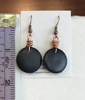BOUCLES D’OREILLES PASTILLES BOIS ET CUIVRE