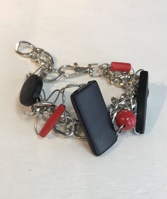 BRACELET CHAÎNE  ROUGE ET NOIR