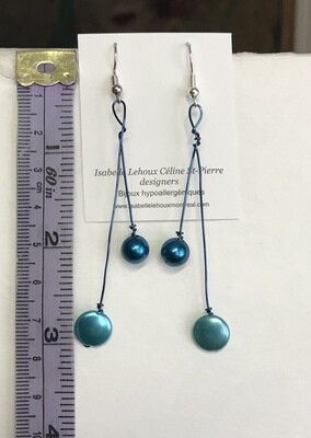 BOUCLES D’OREILLES FILS TURQUOISE