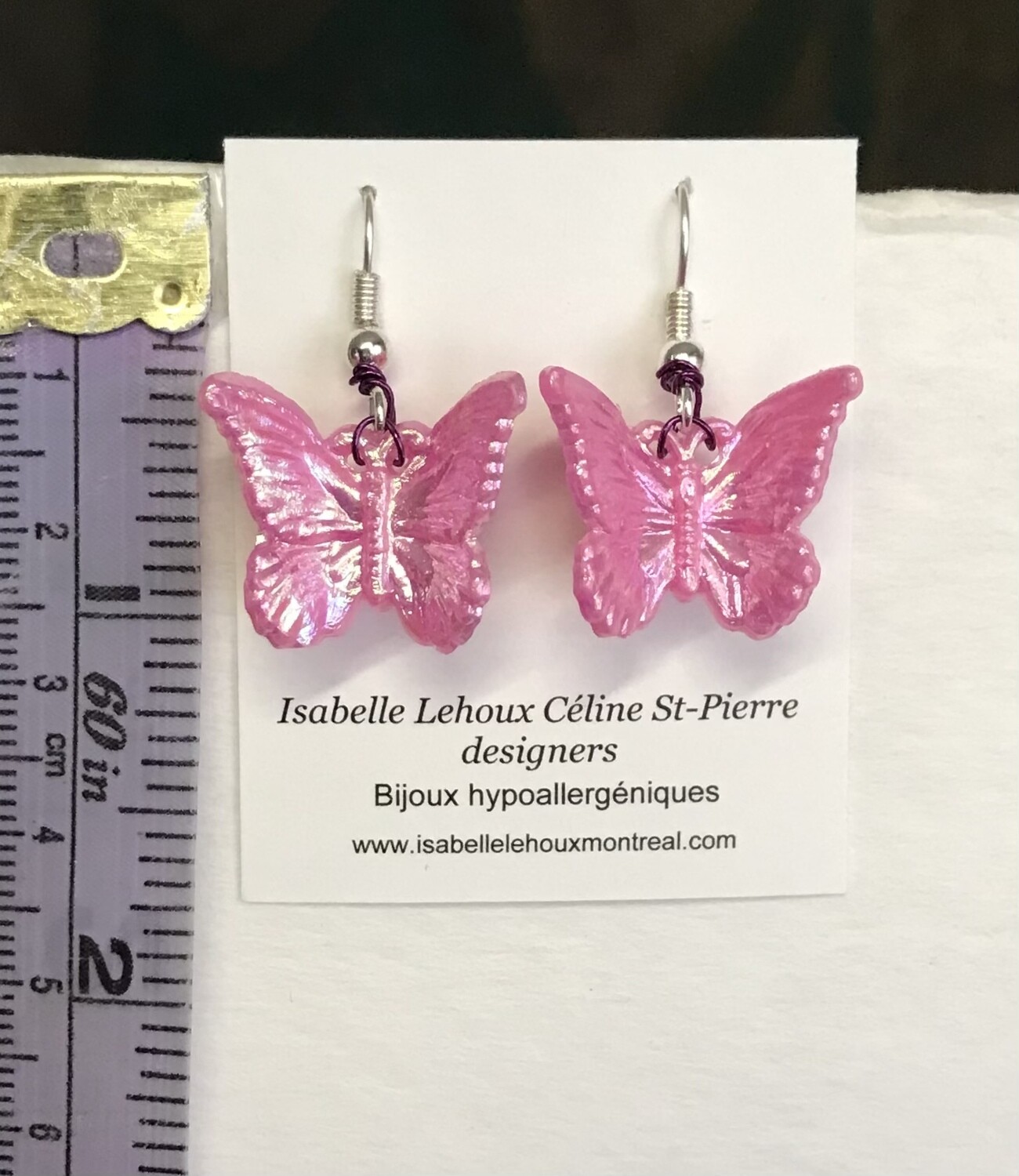 BOUCLES D’OREILLES PAPILLONS ROSE