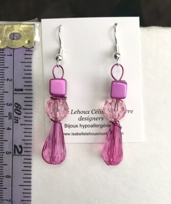 BOUCLES D’OREILLES ROSE GOUTTES