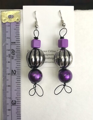 BOUCLES D’OREILLES VIOLET ARGENTÉ
