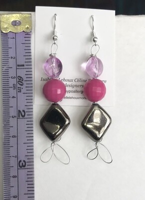 BOUCLES D’OREILLES ROSE ARGENTÉ