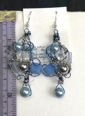 BOUCLES D’OREILLES TORSADES BLEU