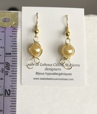 BOUCLES D’OREILLES PERLES JAUNE