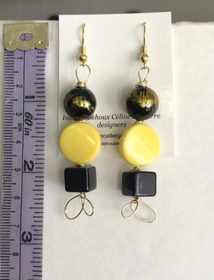 BOUCLES D’OREILLES FANTAISIE JAUNE