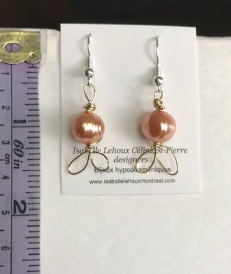 BOUCLES D’OREILLES FANTAISIE PERLES ORANGE