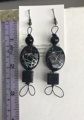 BOUCLES D’OREILLES CUBIQUES NOIRES