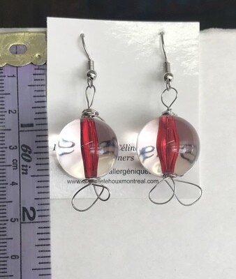 BOUCLES D’OREILLES BILLES ROUGE