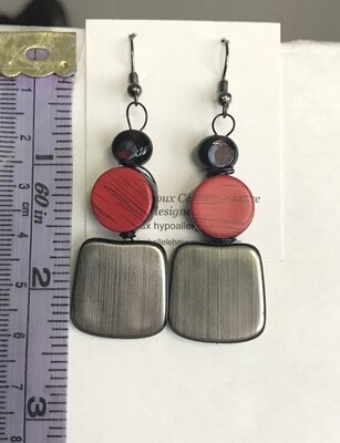 BOUCLES D’OREILLES ROUGE ARGENTÉ