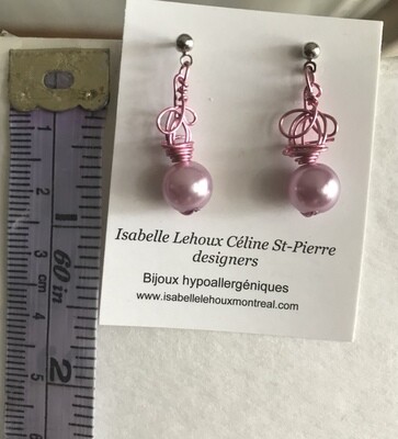 BOUCLES D’OREILLES FANTAISIE ROSE PÂLE