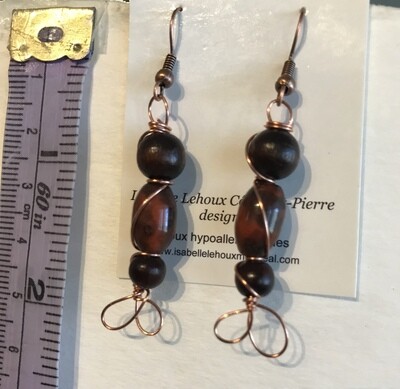 BOUCLES D’OREILLES TRIO MARRON