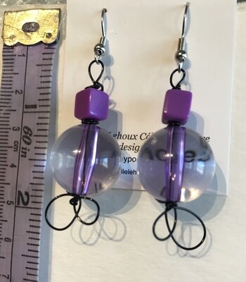 BOUCLES D’OREILLES YEUX MAUVE