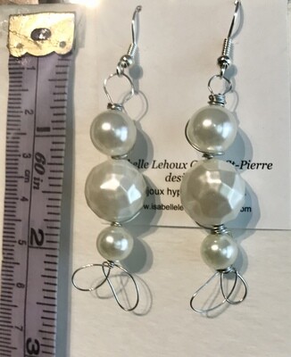BOUCLES D’OREILLES PERLES TRIO IVOIRES