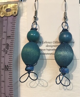 BOUCLES D’OREILLES BOIS TURQUOISE