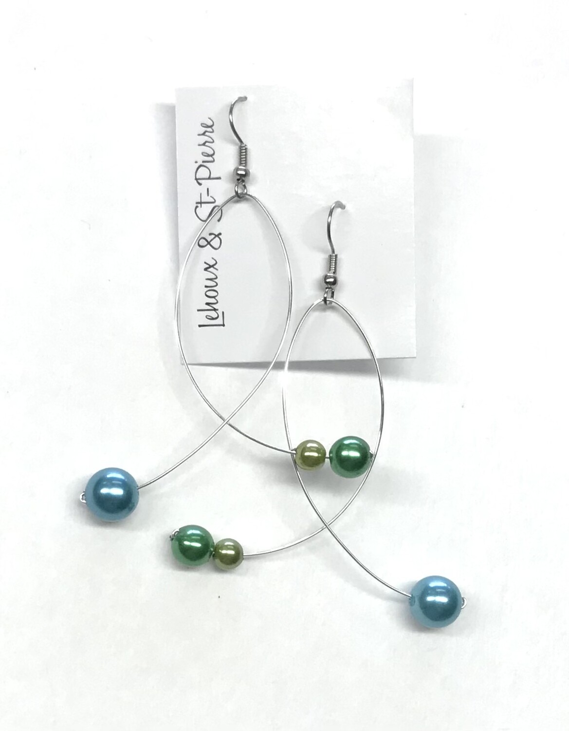 BOUCLES D’OREILLES FUNAMBULES TRICOLORE AQUA