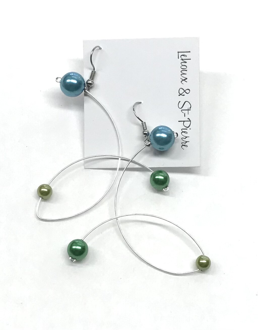 BOUCLES D’OREILLES ARABESQUES TRICOLORE AQUA