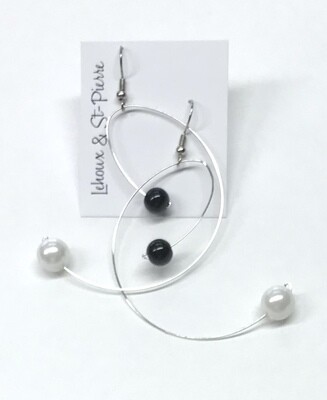 BOUCLES D’OREILLES ÉVASION NOIR ET BLANC