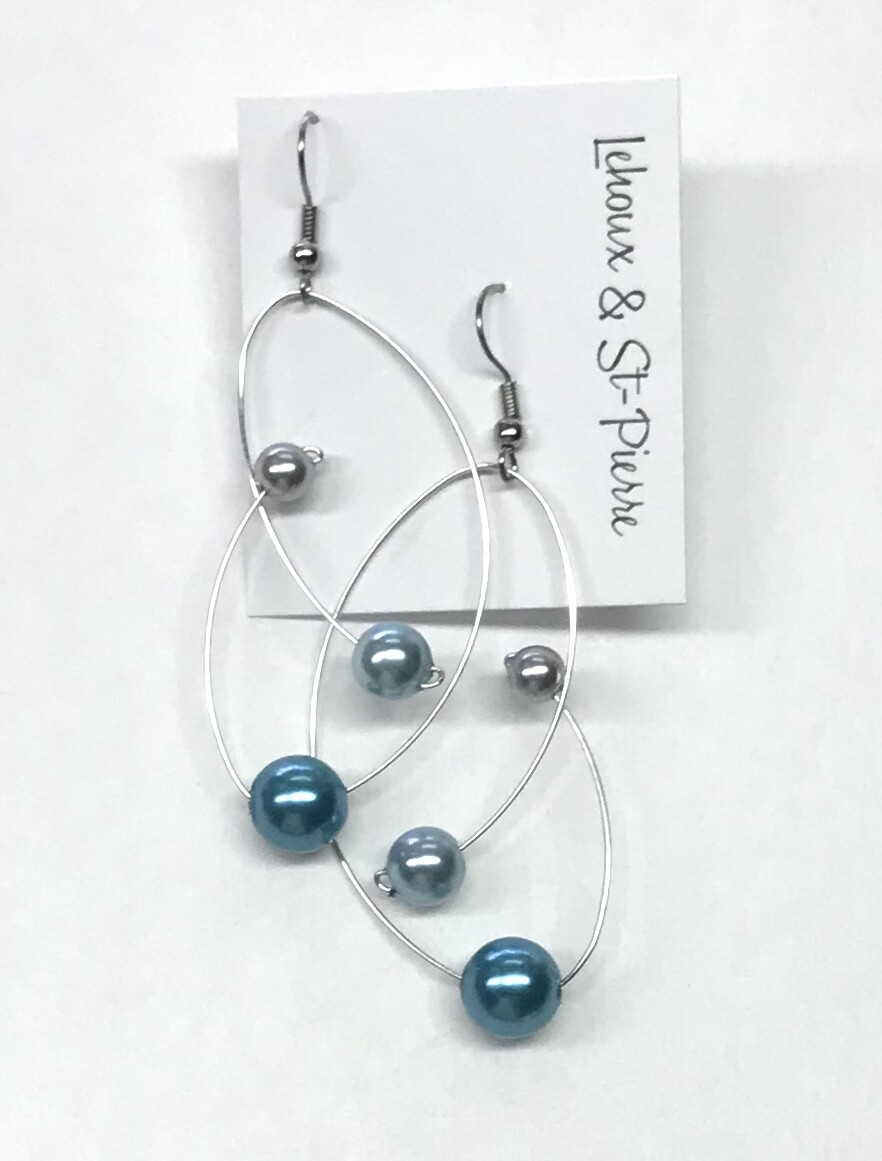 BOUCLES D’OREILLES SPHÈRE FANTAISIE BLEU