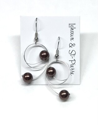 BOUCLES D’OREILLES DUO PERLES BRUNES