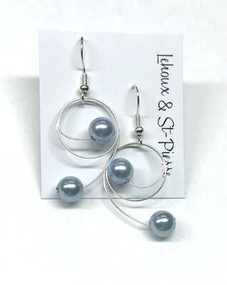 BOUCLES D’OREILLES DUO DE PERLES BLEU CIEL