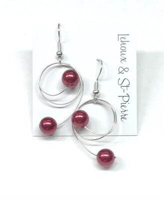 BOUCLES D’OREILLES DUO PERLES ROUGE