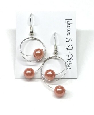 BOUCLES D’OREILLES DUO DE PERLES ORANGE