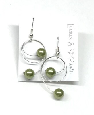 BOUCLES D’OREILLES DUO DE PERLES VERTES